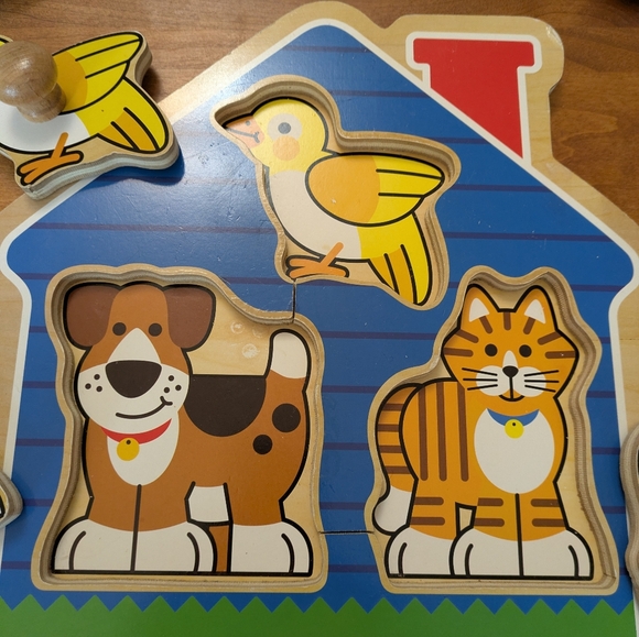 2 Melissa & Doug Jumbo Knob Puzzles -House Pets and Barnyard animals - Picture 7 of 12